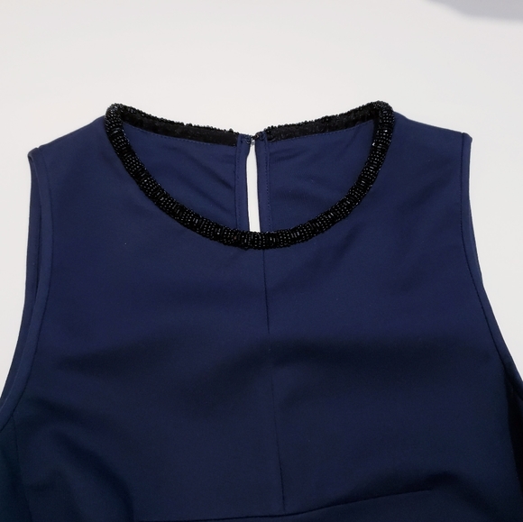 Anthropologie 4c Bead Detail Blue Sheath Dress 2 - Picture 4 of 8